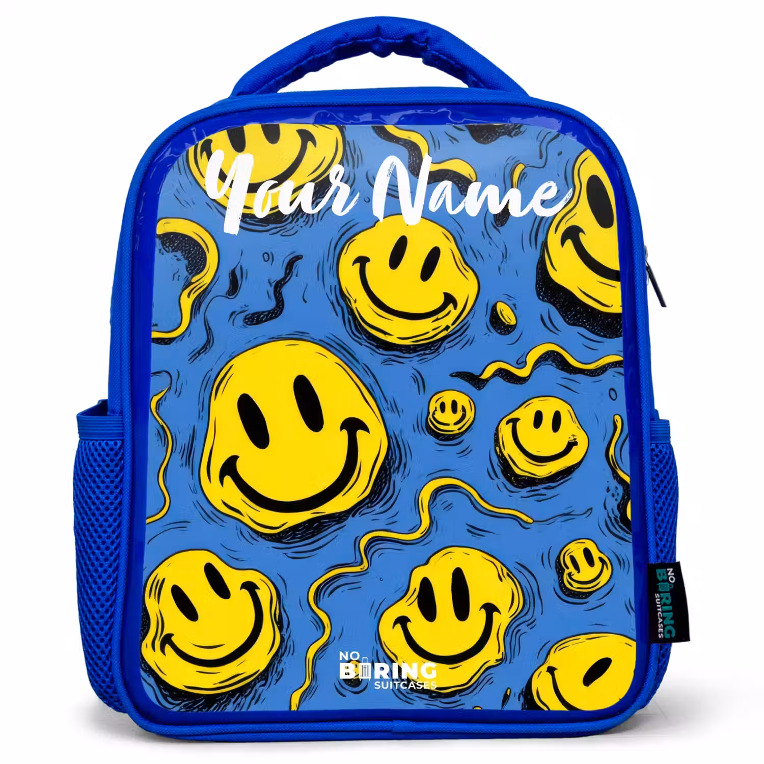 Smiley - Blauw - Geel Kinderrugzak - Blauw middel -3d