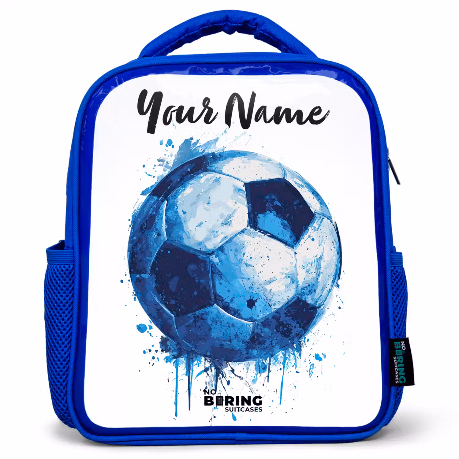 Voetbalvibes - Inktspatten - Blauw Kinderrugzak - Blauw middel -3d