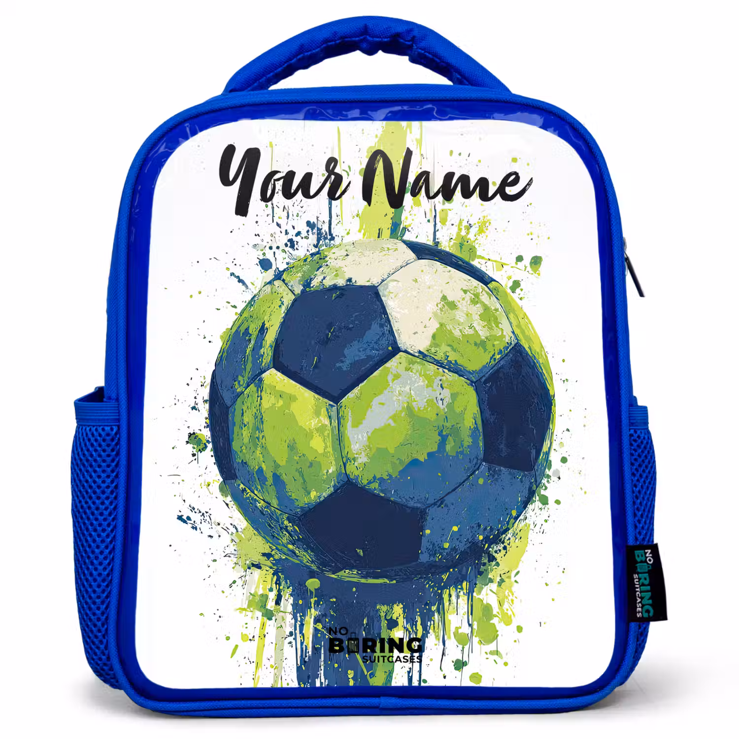 Voetbalvibes - Verf - Groen - Blauw Kinderrugzak - Blauw middel -3d