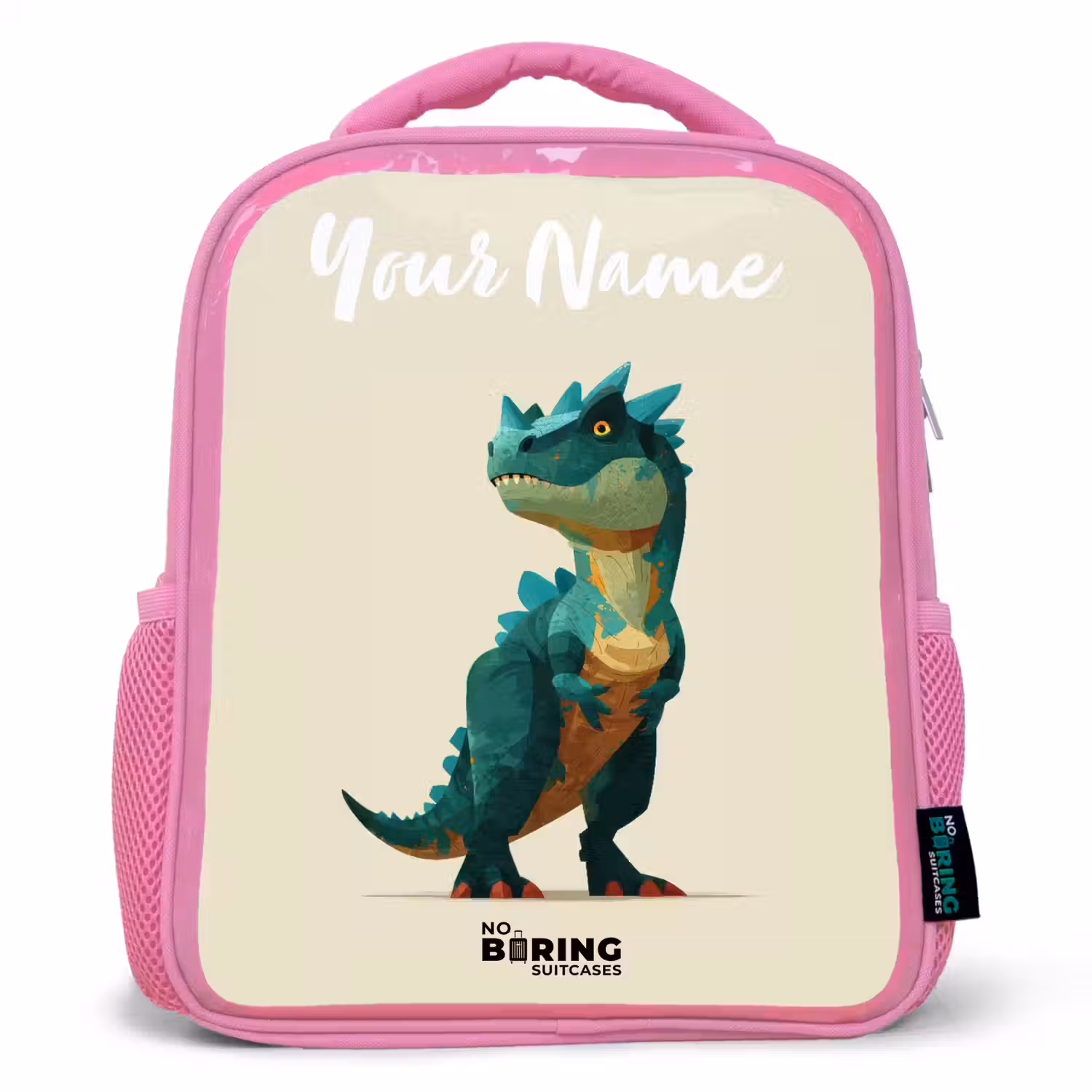 Dino - Dier - Groen Kinderrugzak - Roze middel -3d