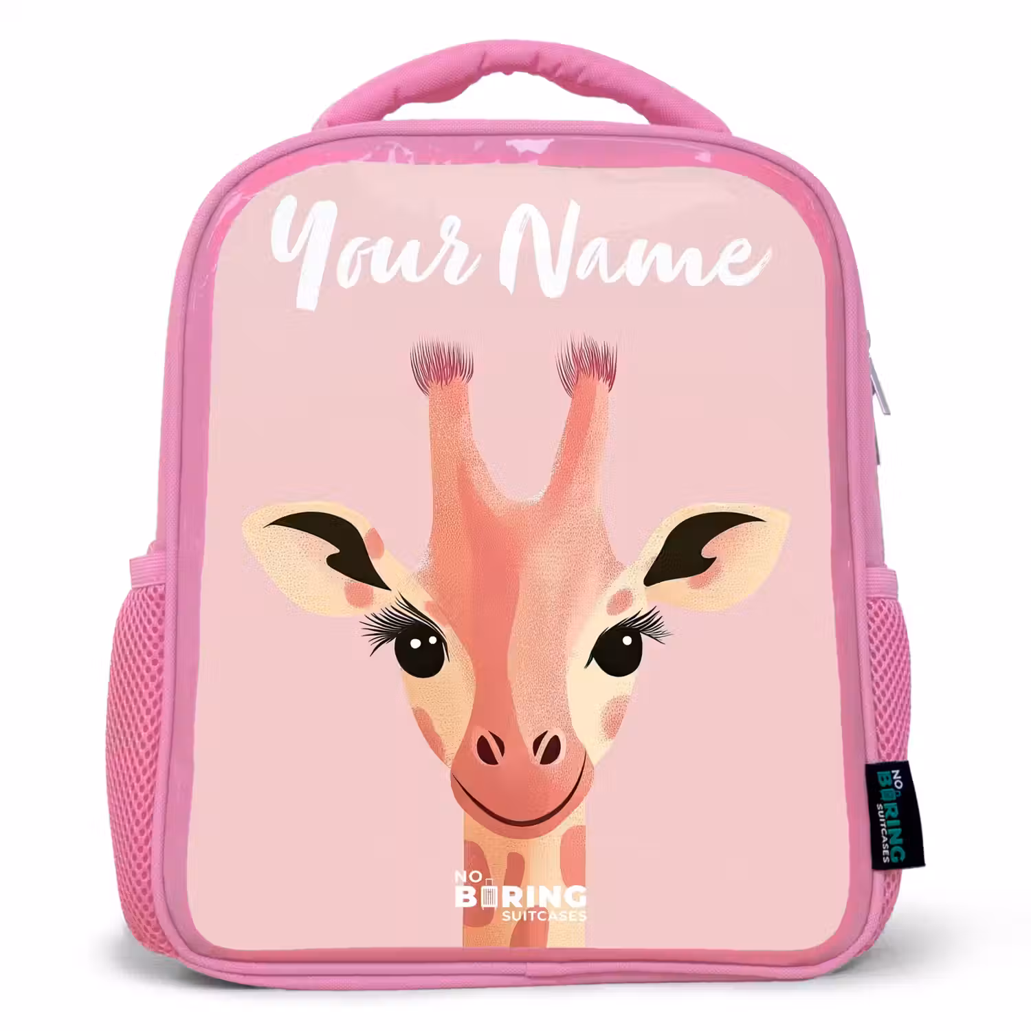 Giraffe - Wimpers - Minimalistisch - Roze Kinderrugzak - Roze middel -3d