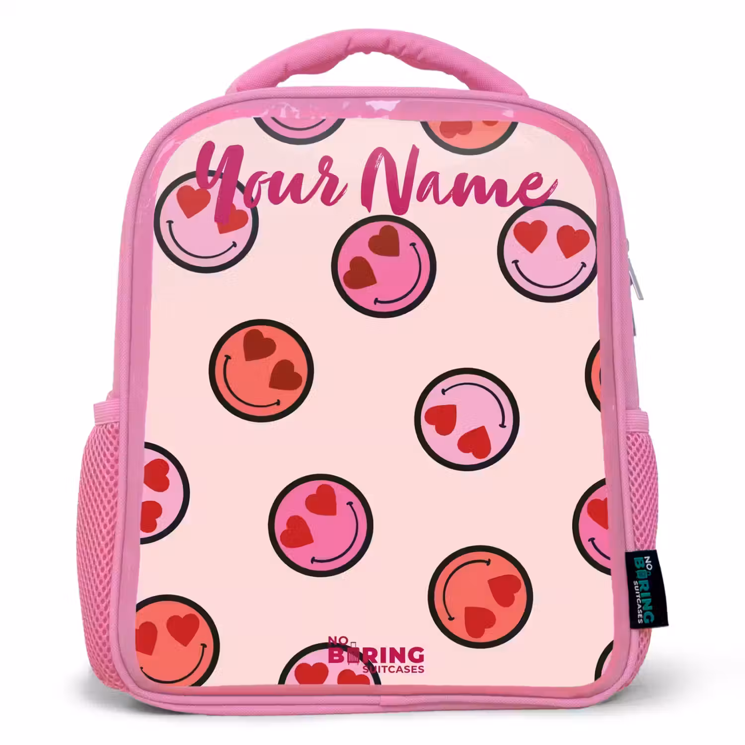 Hartje - Smiley - Patroon Kinderrugzak - Roze middel -3d