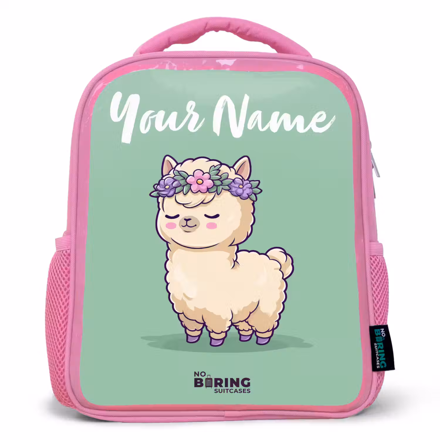 Kawai - Alpaca - Groen Kinderrugzak - Roze middel -3d