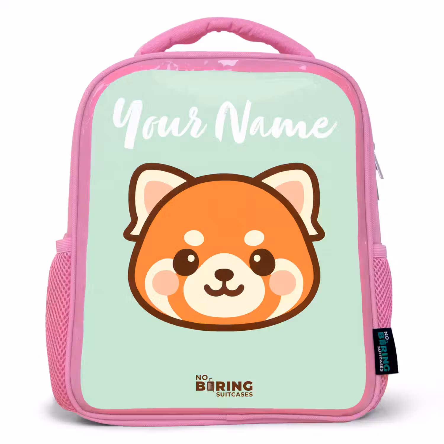Kawai - Rode panda - Groen Kinderrugzak - Roze middel -3d