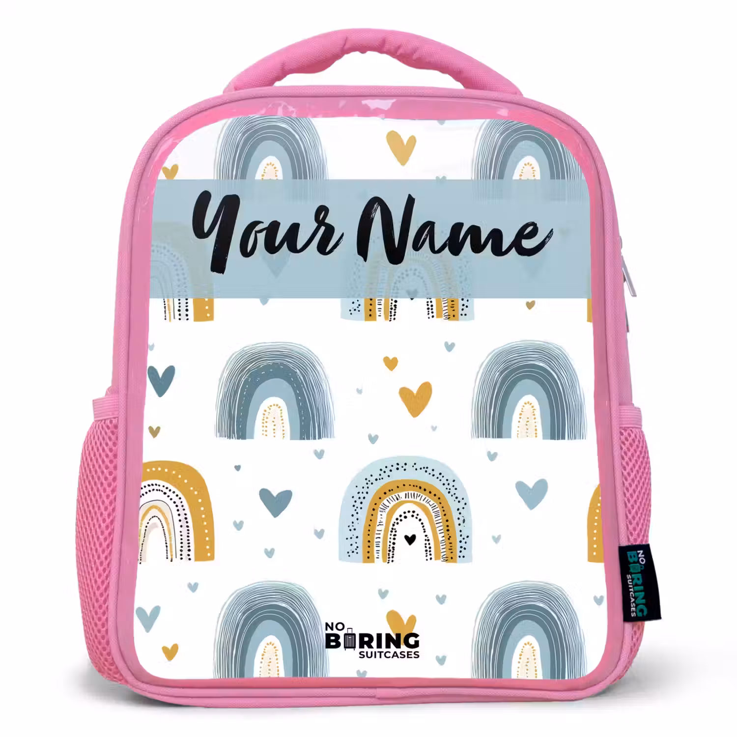 Patroon - Regenboog - Hartjes Kinderrugzak - Roze middel -3d