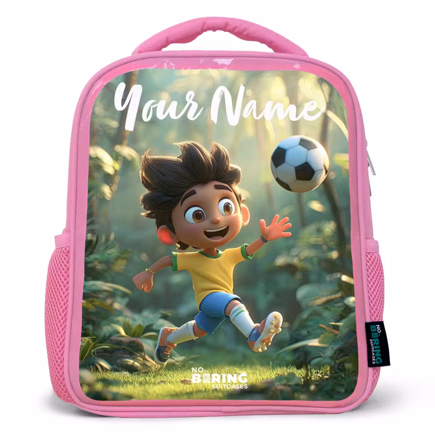 Voetbal - Jongen - Bos Kinderrugzak - Roze middel -3d