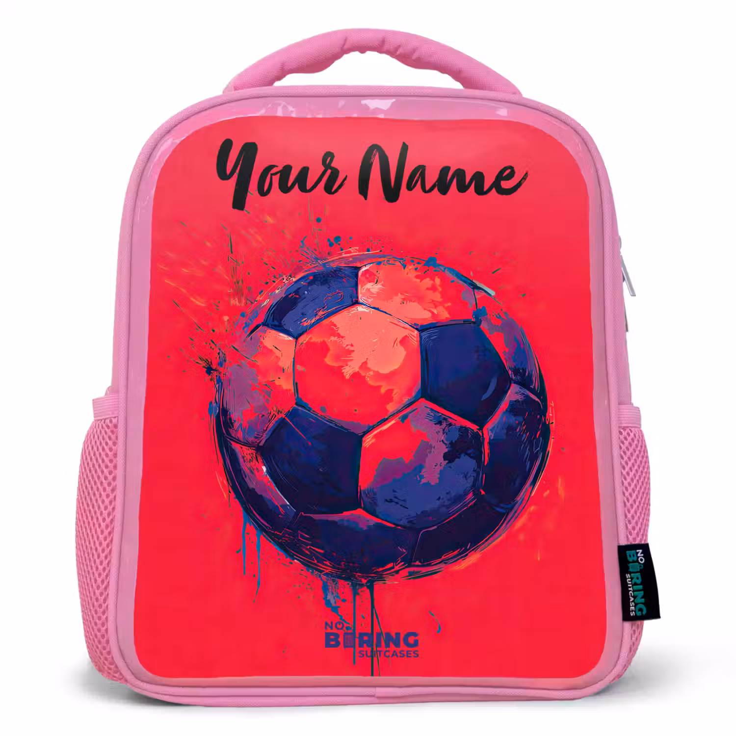 Voetbalvibes - Verf - Blauw - Rood Kinderrugzak - Roze middel -3d
