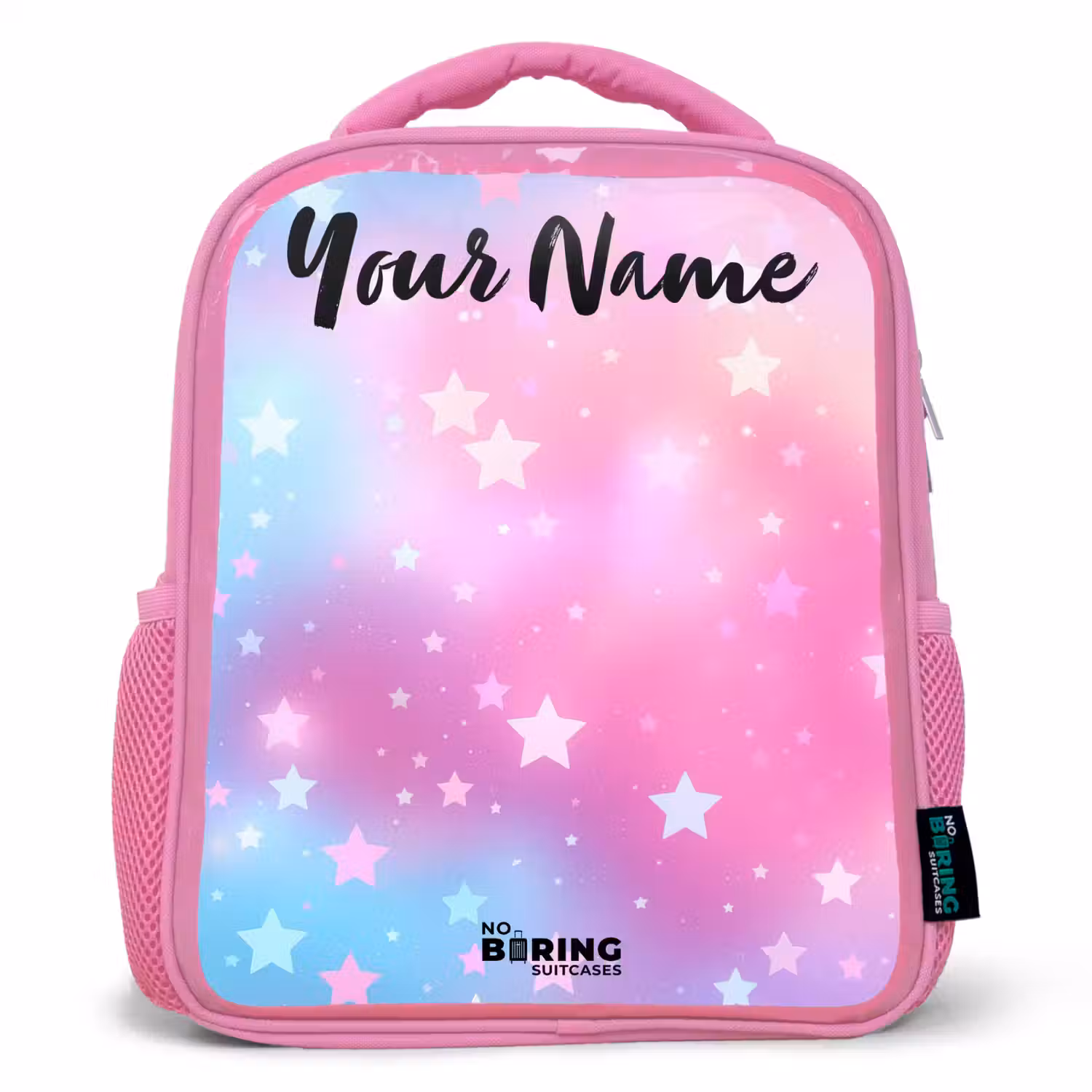 Sterren - Roze - Blauw Kinderrugzak - Roze middel -3d