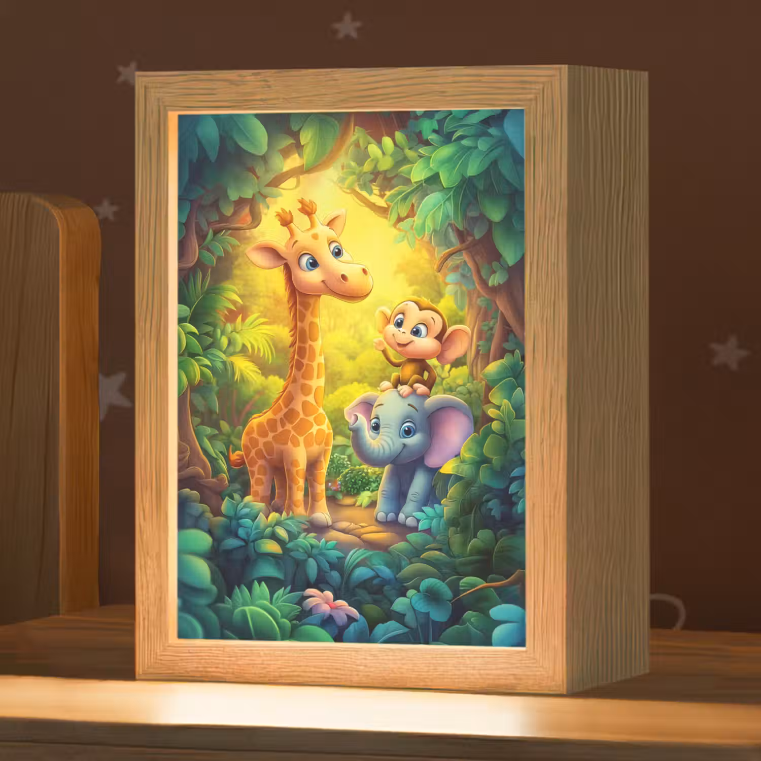 Dieren - Jungle - Giraf - Olifant - Aapje Light Box met kabel klein -zzz_3d_website