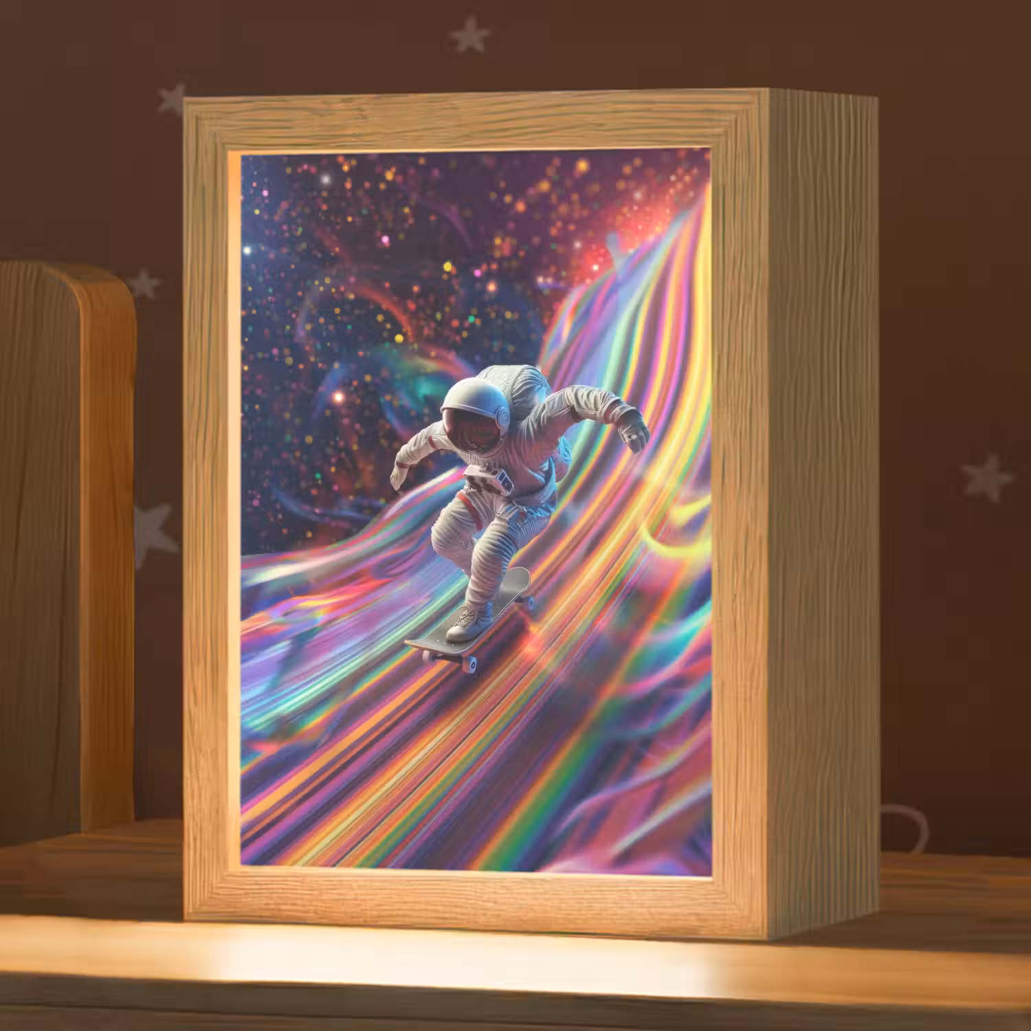 Astronaut - Ruimte - Skateboard - Kleurrijk Light Box met kabel klein -zzz_3d_website