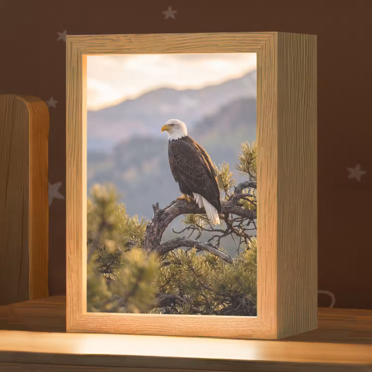 Zeearend - Boom - Bergen - Groen Light Box met kabel (Kinderlampje) klein -zzz_3d_website