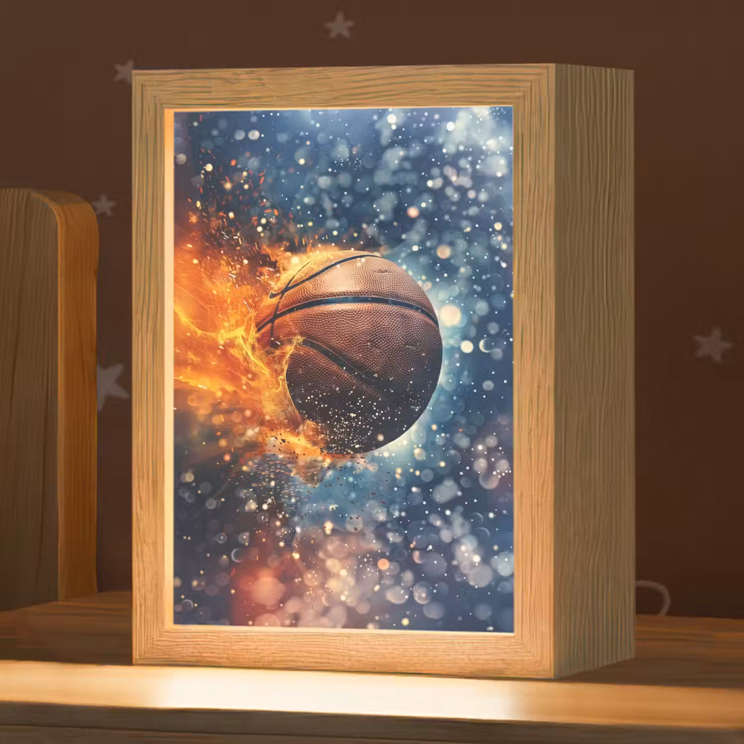 Basketbal - Vuur - Sport - Blauw - Oranje Light Box met kabel klein -zzz_3d_website