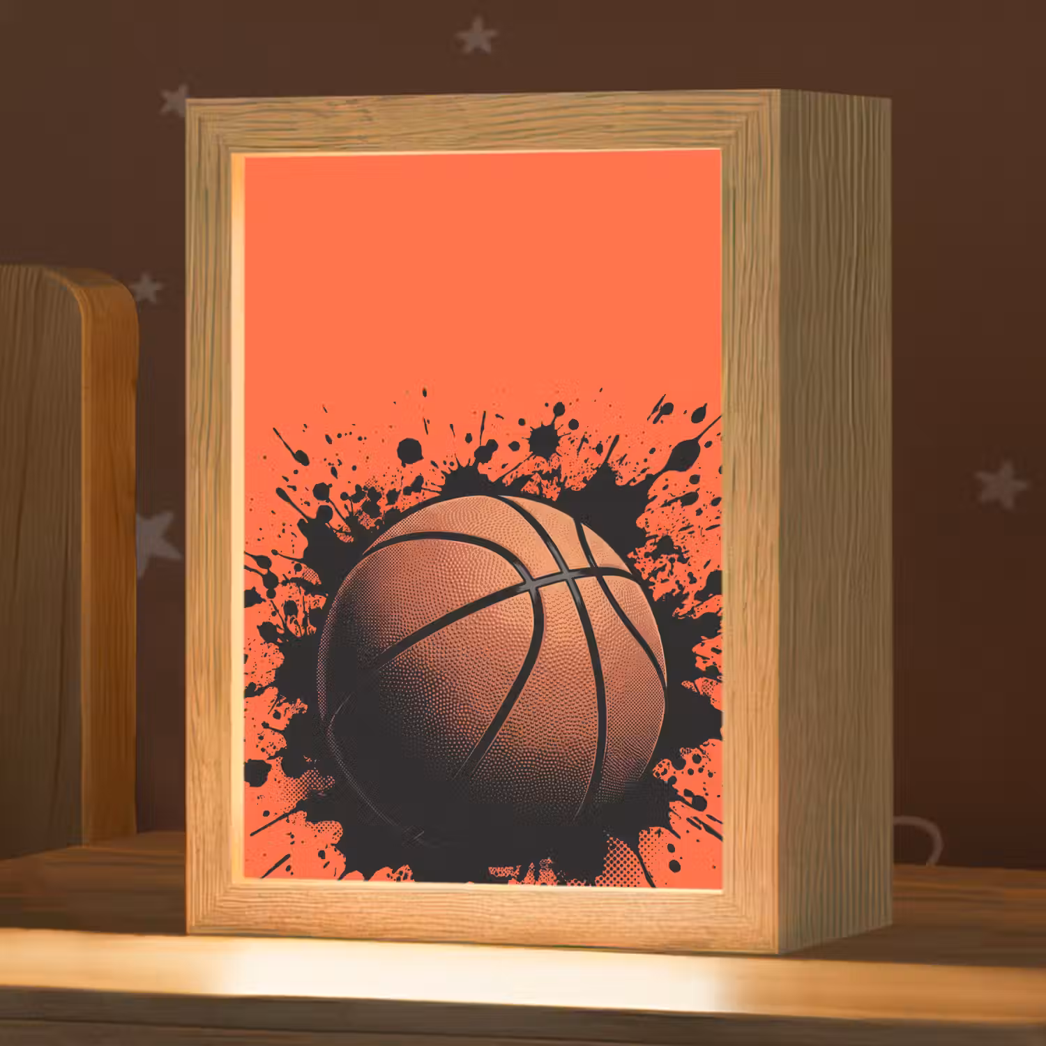 Basketbal - Verf - Sport - Oranje Light Box met kabel (Kinderlampje) klein -zzz_3d_website