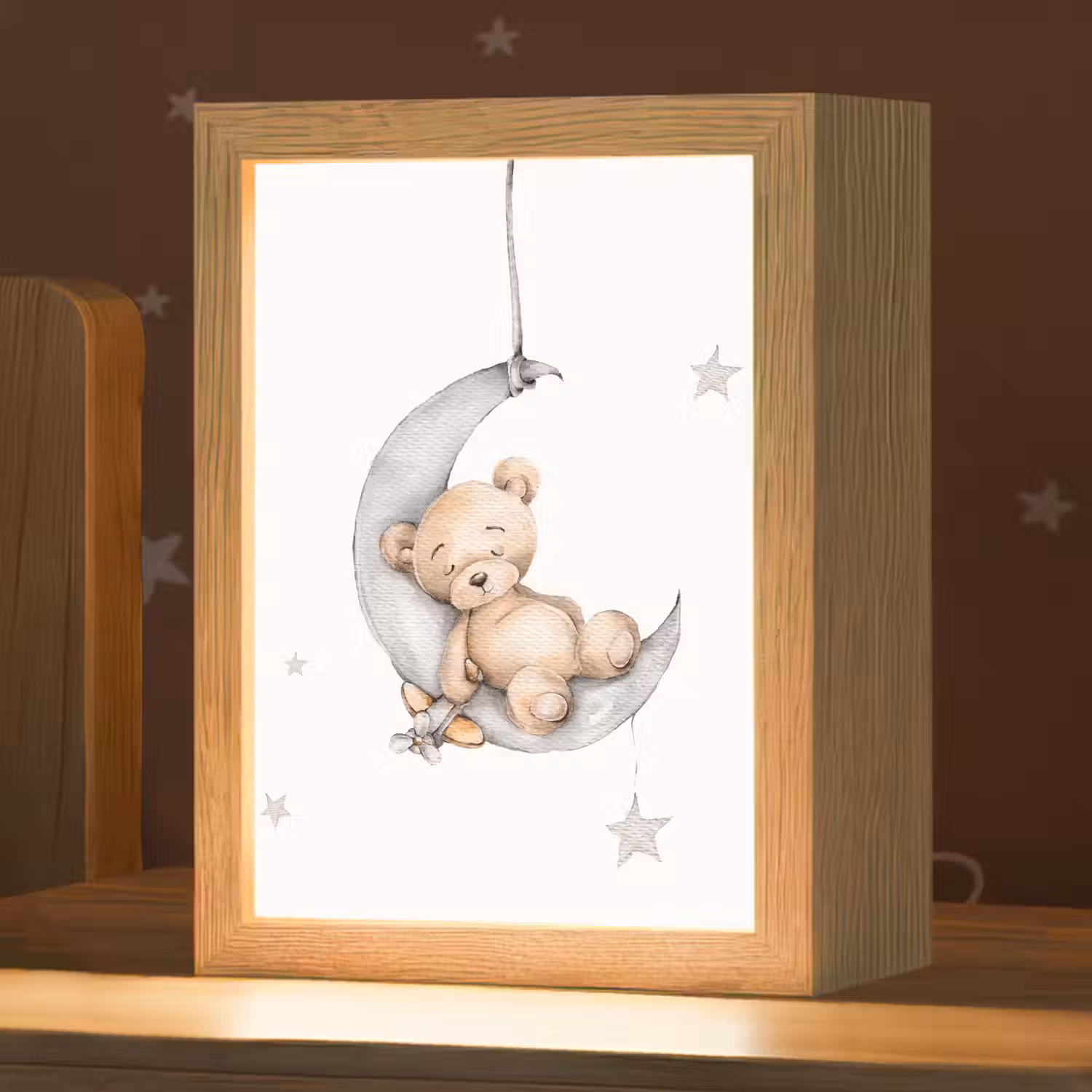 Beer - Maan - Sterren - Kinderen Light Box met kabel klein -zzz_3d_website