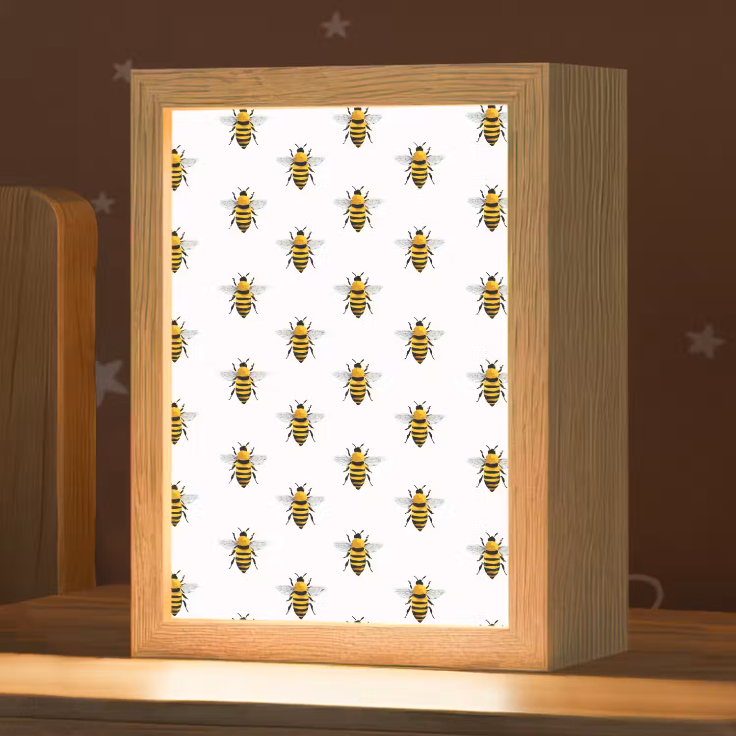 Bijen - Tijdloos - Wit Light Box met kabel (Kinderlampje) klein 904 -zzz_3d_website