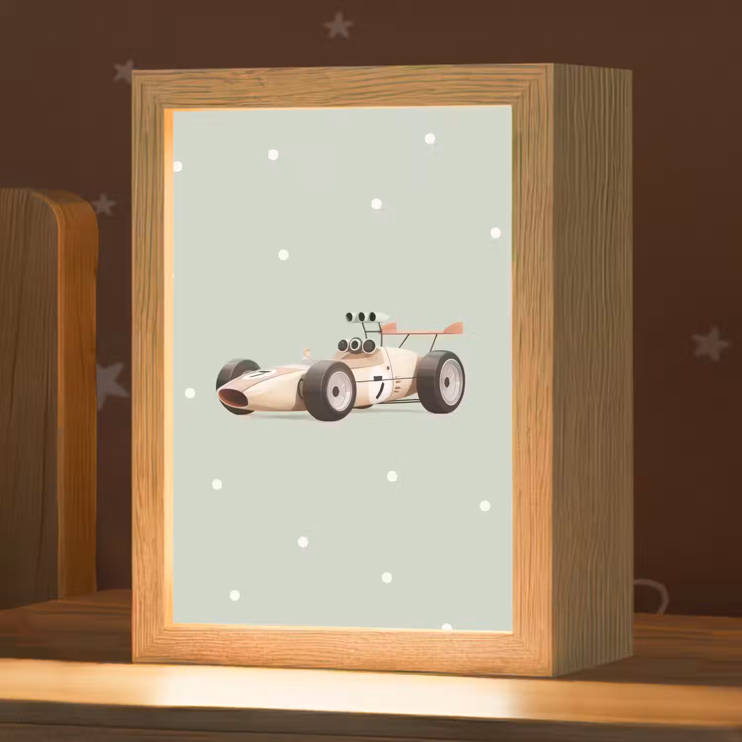 Beige - Raceauto - Stippen Light Box met kabel klein -zzz_3d_website