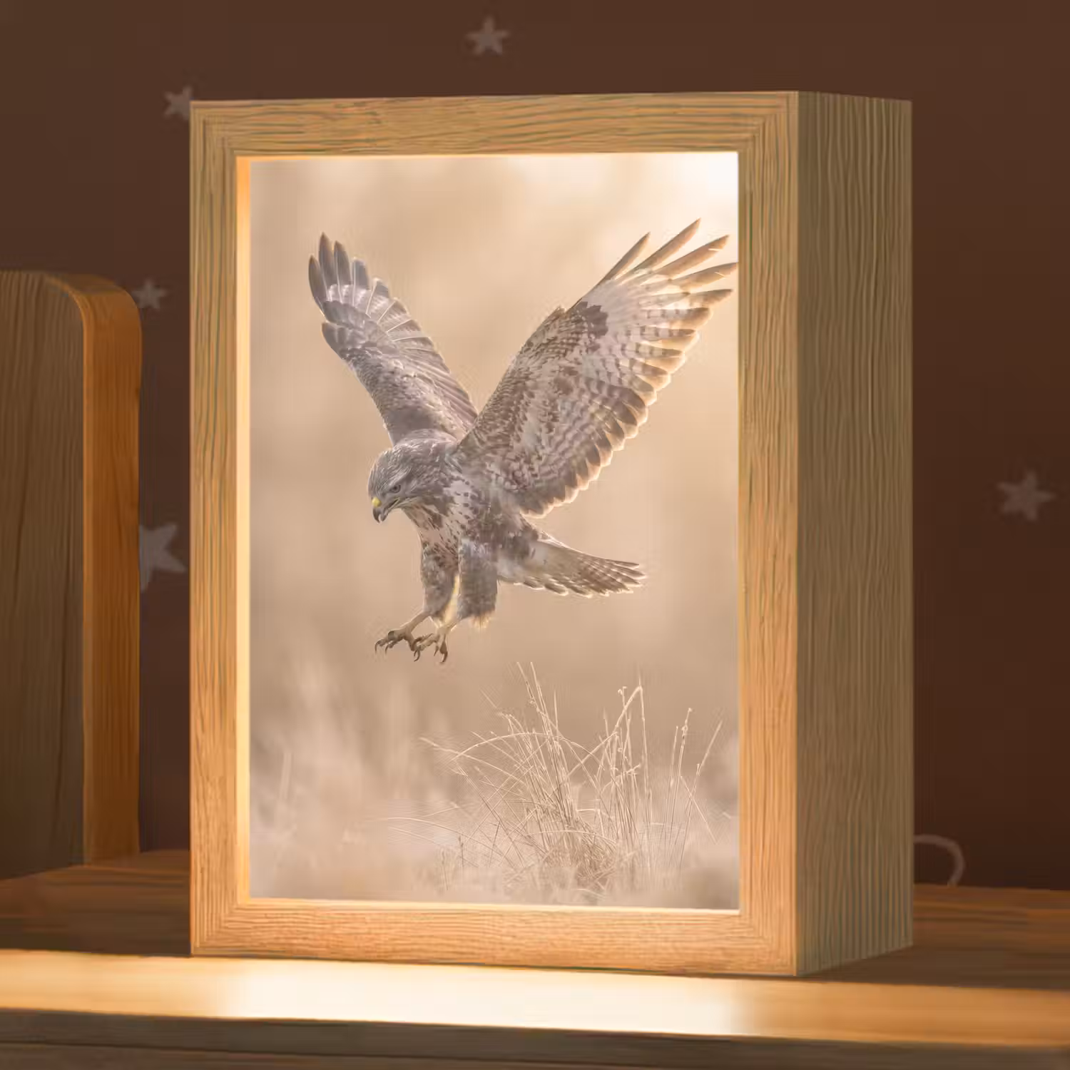 Buizerd - Roofvogel - Natuur - Bruin Light Box met kabel (Kinderlampje) klein -zzz_3d_website
