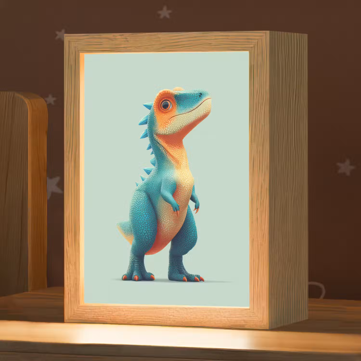 Cartoon - Dino - Oranje - Stekels Light Box met kabel klein -zzz_3d_website