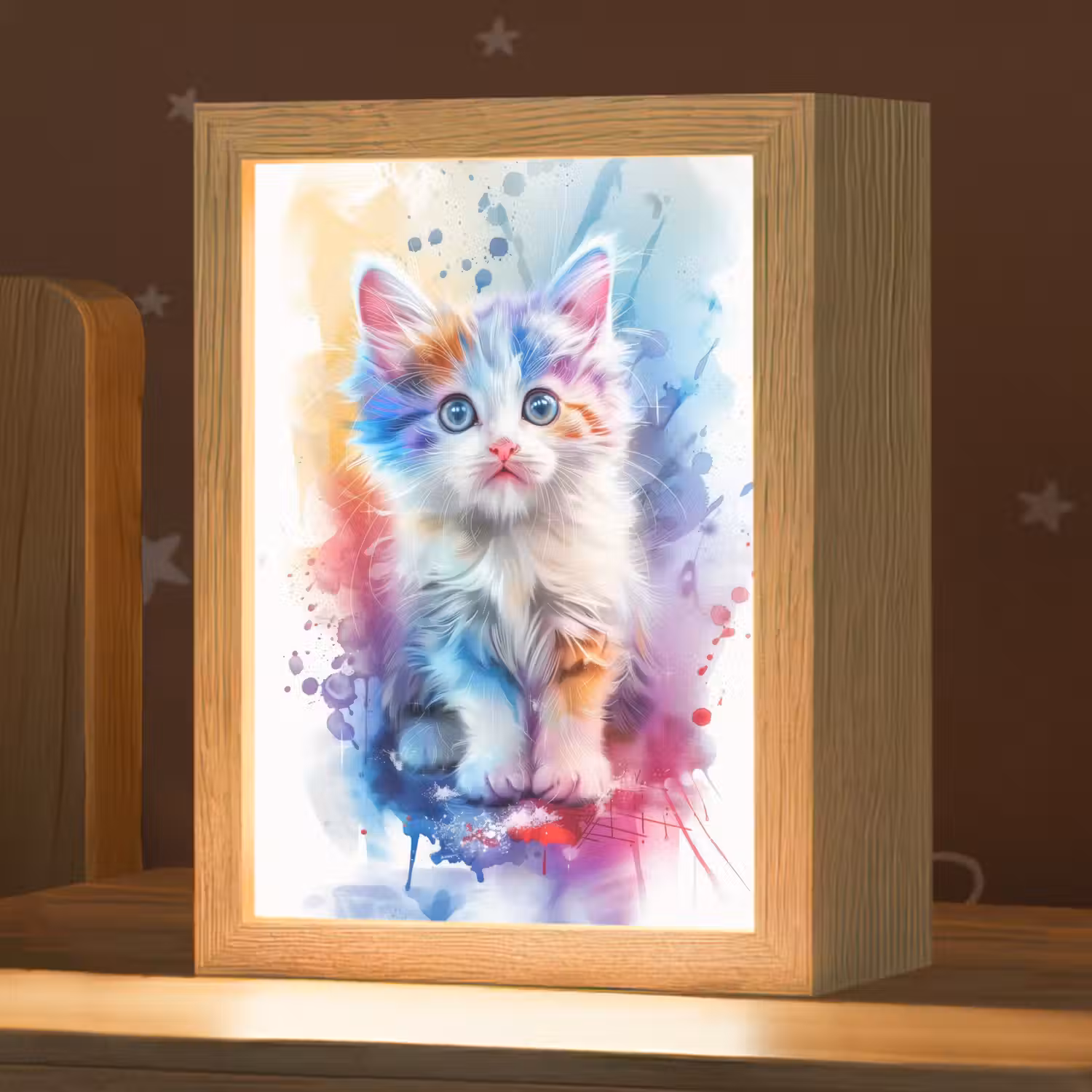 Kat - Kleurrijk - Verf - Dier - Wit Light Box met kabel klein -zzz_3d_website