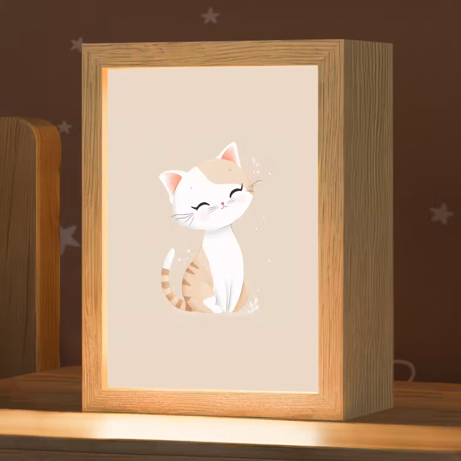 Kat - Kitten - Beige Light Box met kabel klein -zzz_3d_website