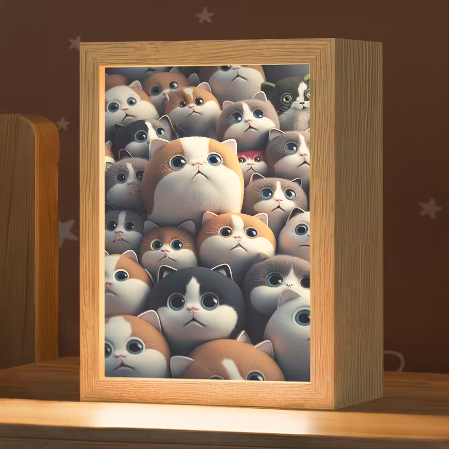Kat - Huisdieren - Poes - Bruin - Grijs - Kinderen Light Box met kabel klein -zzz_3d_website