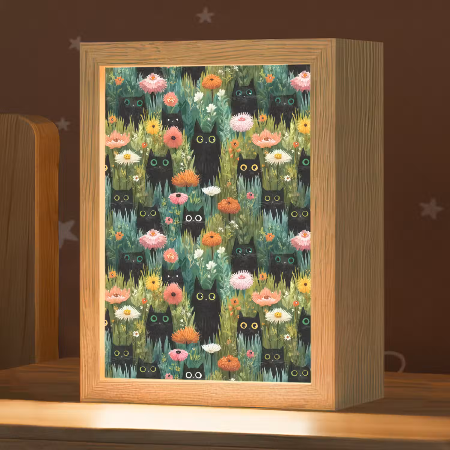 Katten - Bloemen - Kleurrijk Light Box met kabel (Kinderlampje) klein 904 -zzz_3d_website