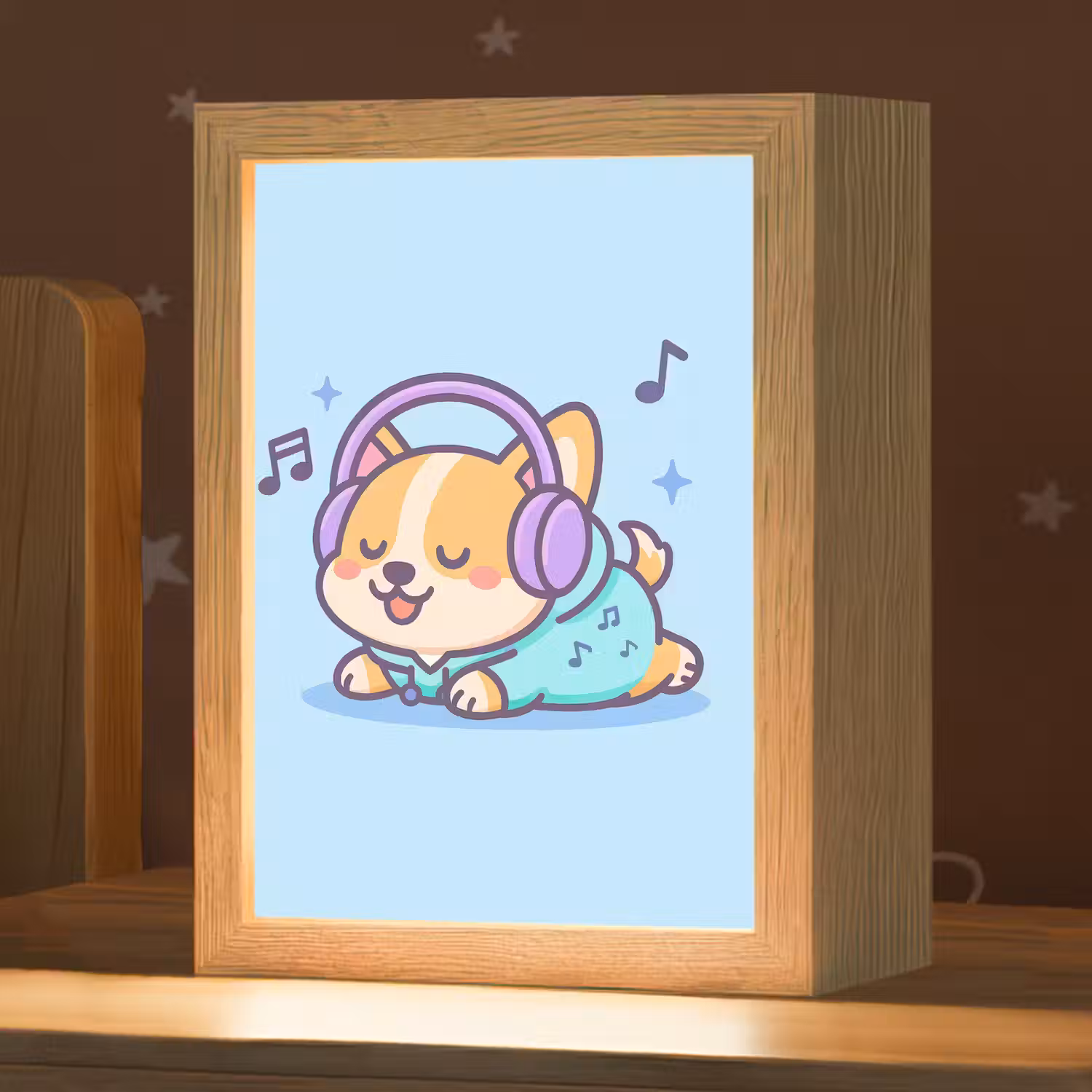 Corgi - Koptelefoon - Blauw - Muzieknoten Light Box met kabel klein -zzz_3d_website