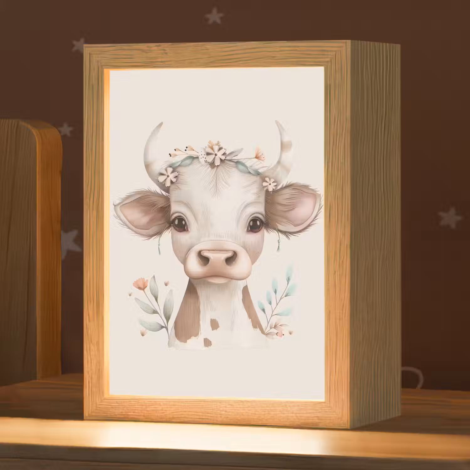 Koe - Bohemian - Kalfje - Bloemen Light Box met kabel klein -zzz_3d_website