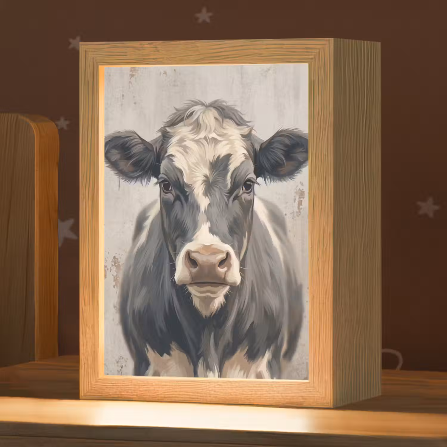 Koe - Portret - Dieren - Modern Light Box met kabel (Kinderlampje) klein -zzz_3d_website