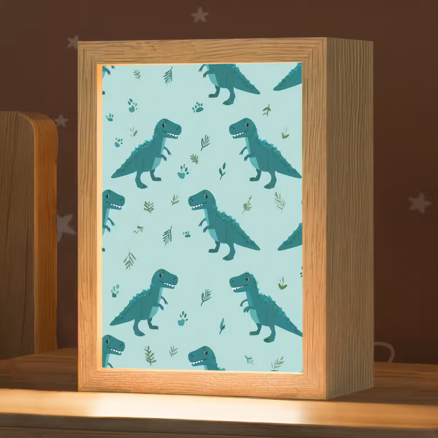 Donkergroen - Dinosaurussen - Afdrukken - Bladeren Light Box met kabel klein -zzz_3d_website