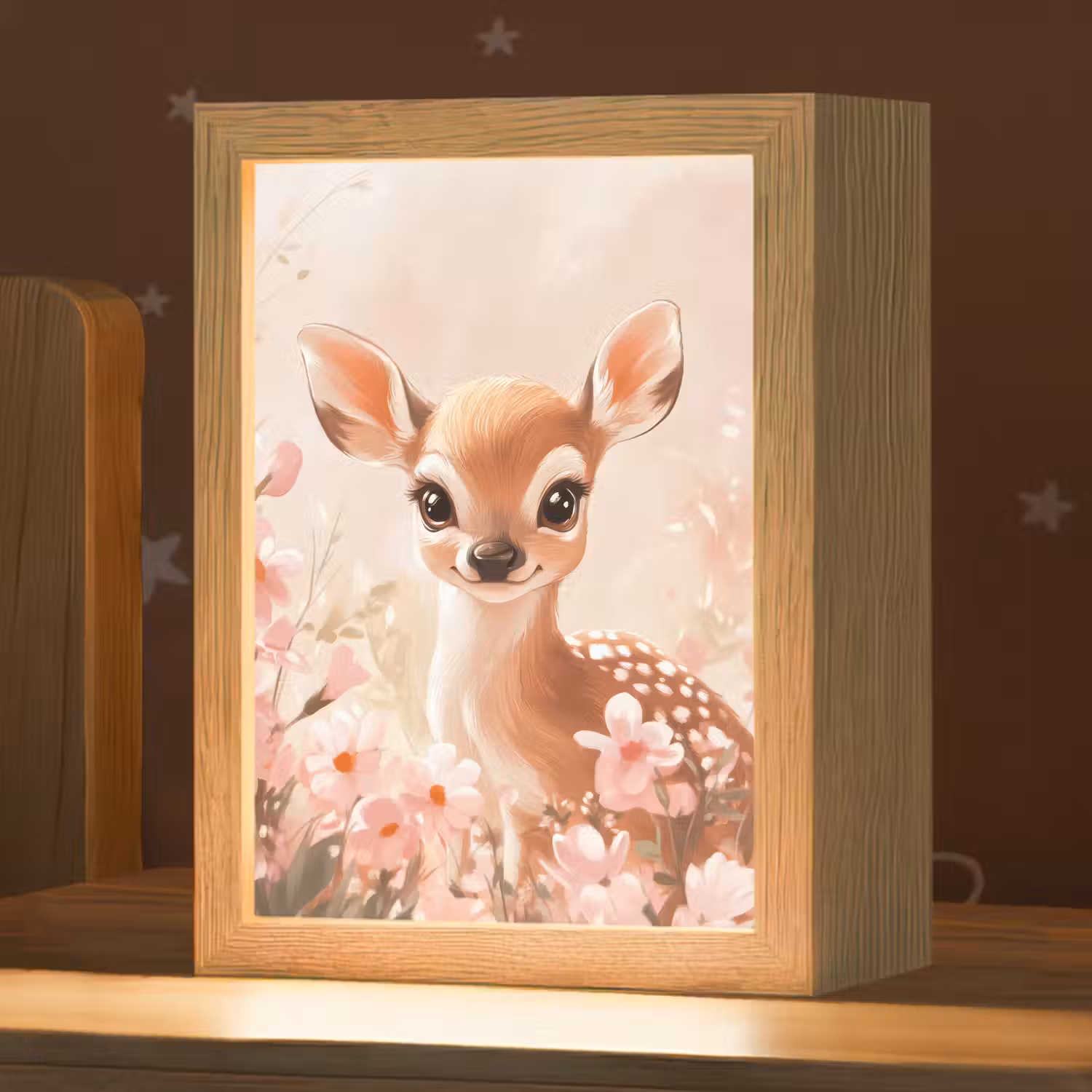 Hertje - Illustratie - Bloemen - Roze Light Box met kabel klein -zzz_3d_website