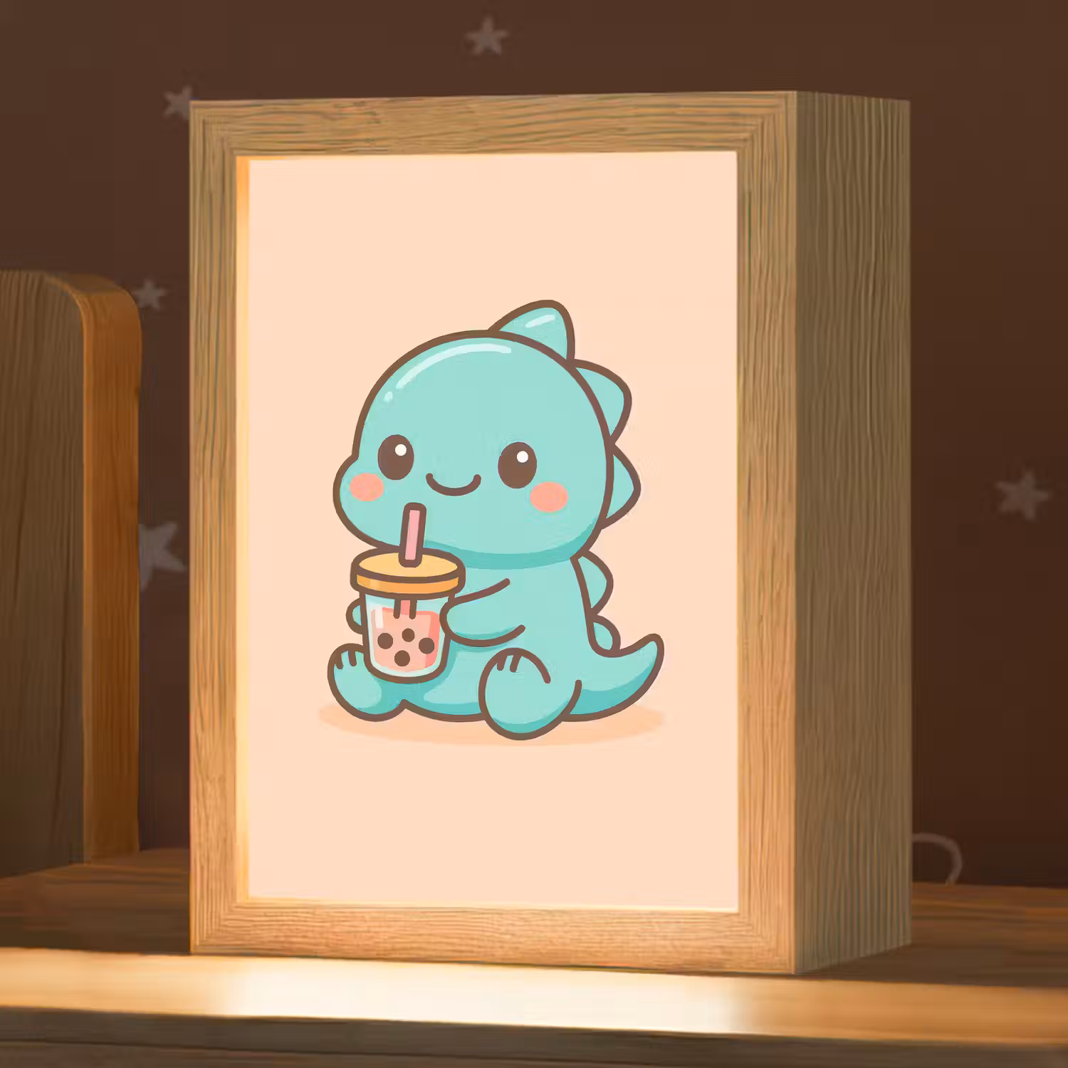 Dino - Boba - kawaii - Oranje Light Box met kabel klein -zzz_3d_website