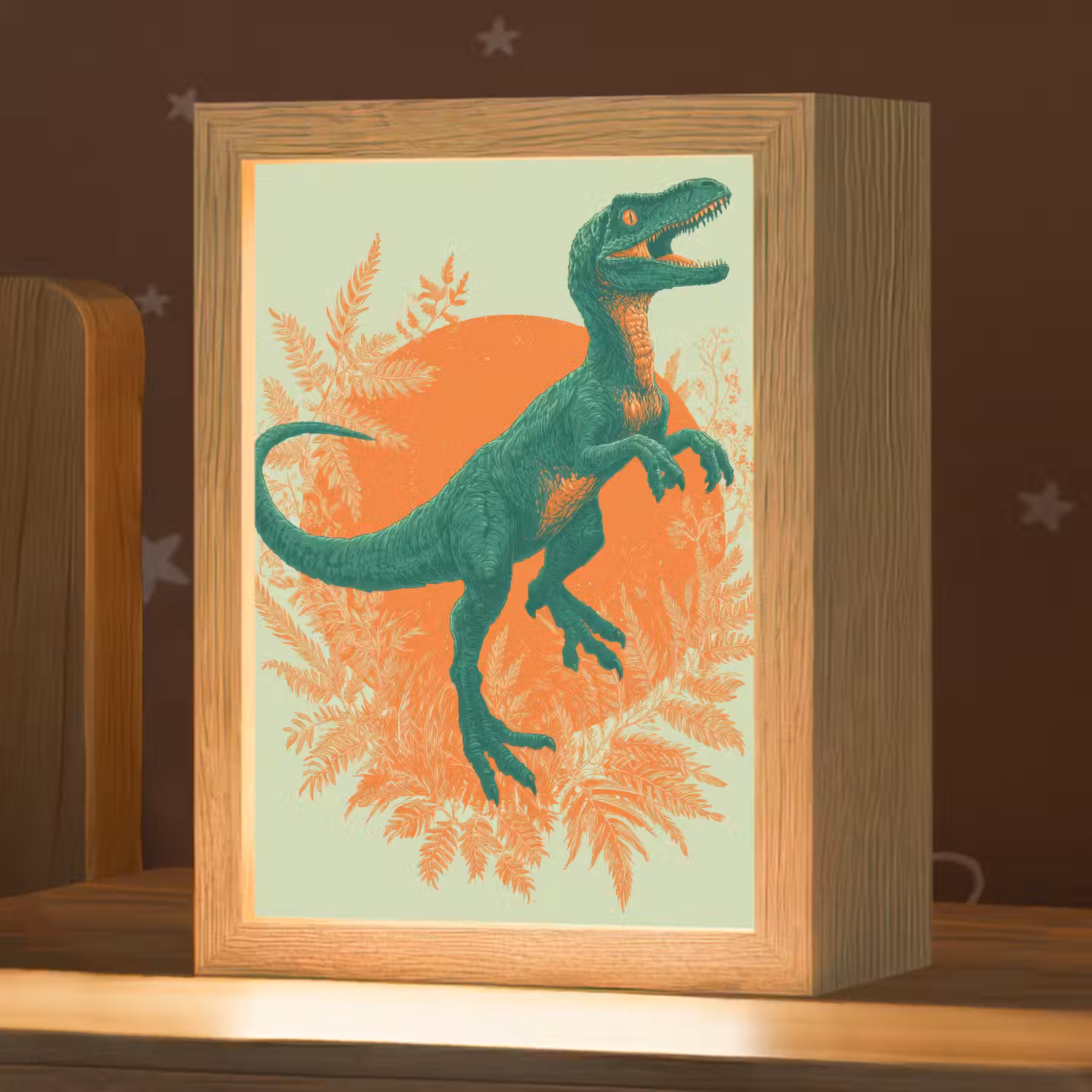 Dinosaurus - Groen - Planten - Cirkel Light Box met kabel klein -zzz_3d_website