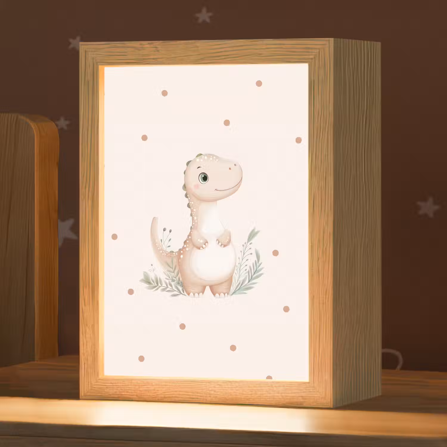 Dinosaurus - Bladeren - Pastel - Stippen Light Box met kabel klein -zzz_3d_website