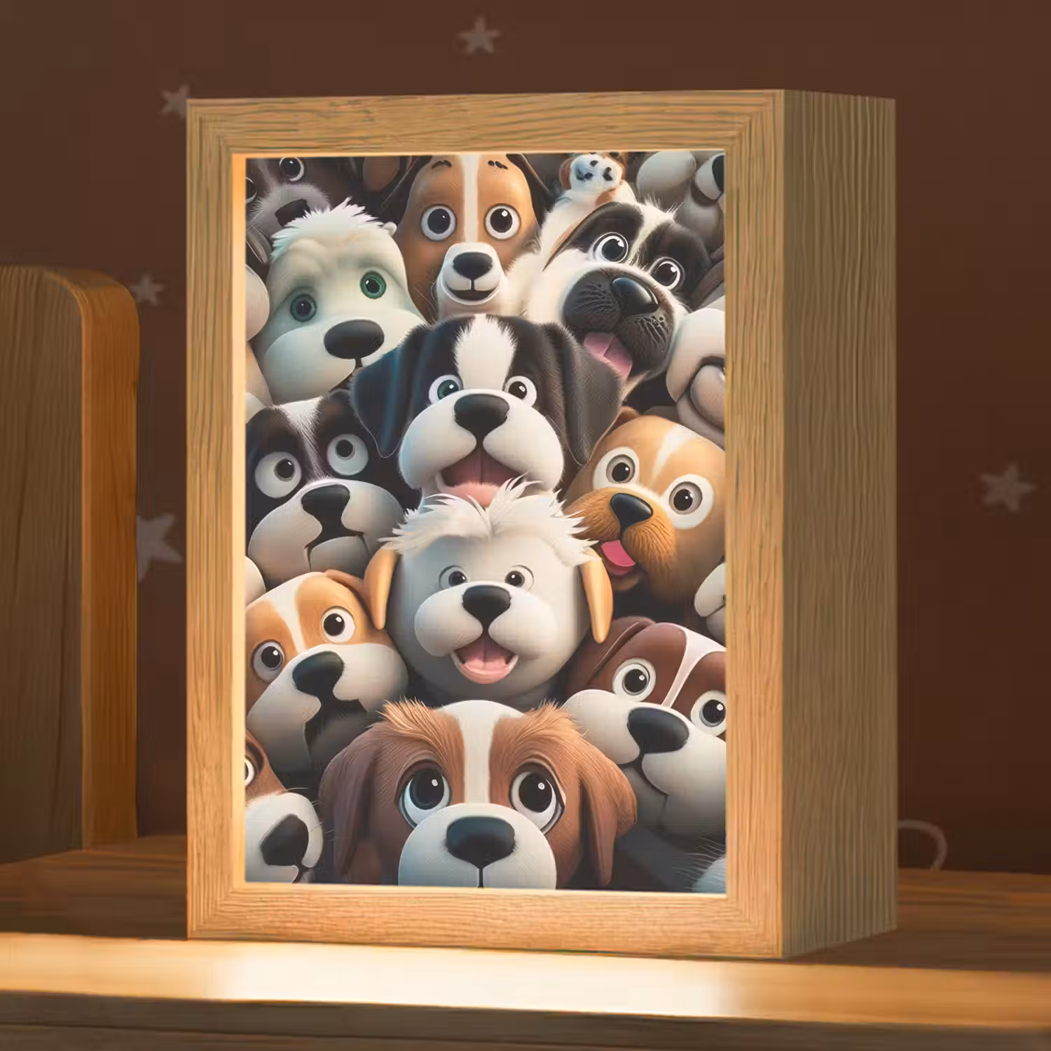 Hond - Dieren - Patronen - Bruin - Meisjes - Jongens Light Box met kabel klein -zzz_3d_website