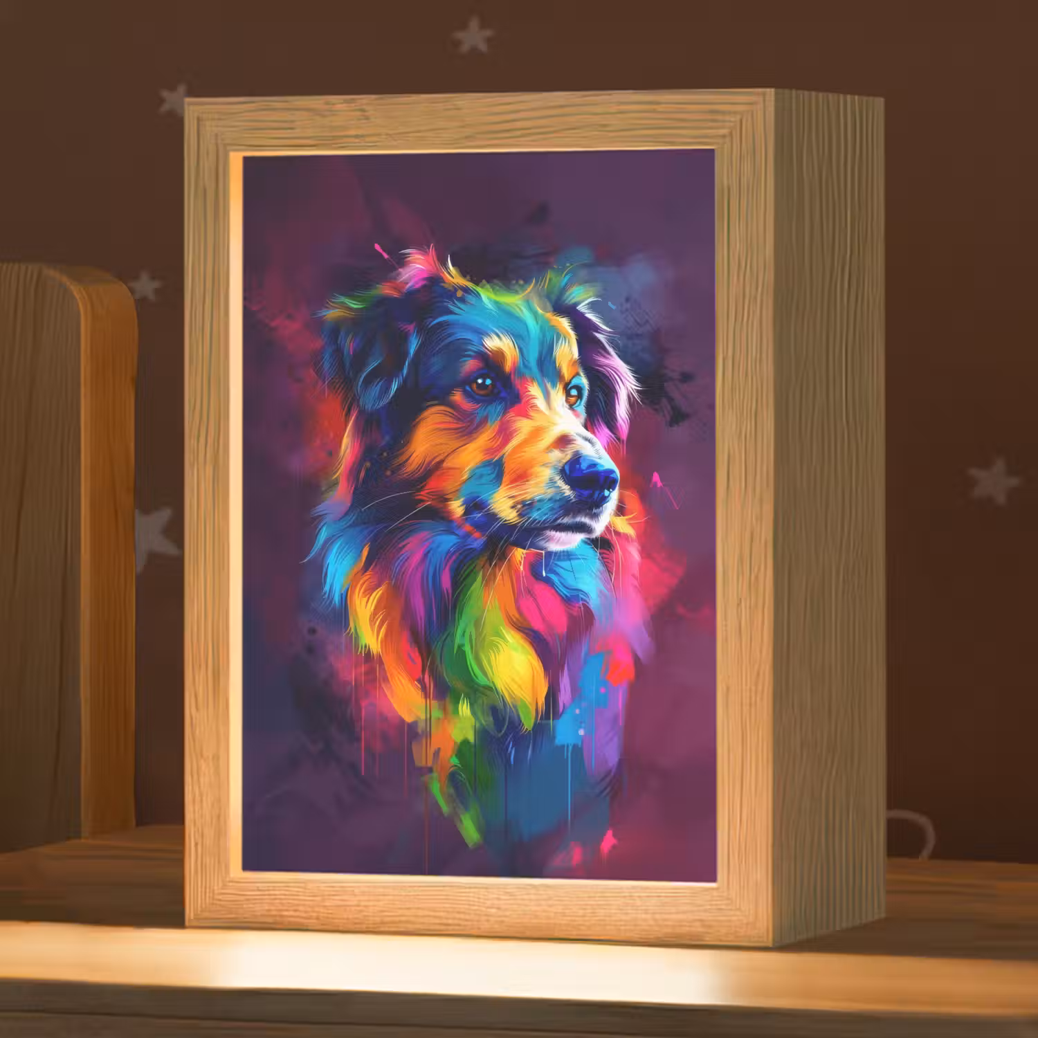 Hond - Kleurrijk - Dier - Dierenhoofd Light Box met kabel klein -zzz_3d_website