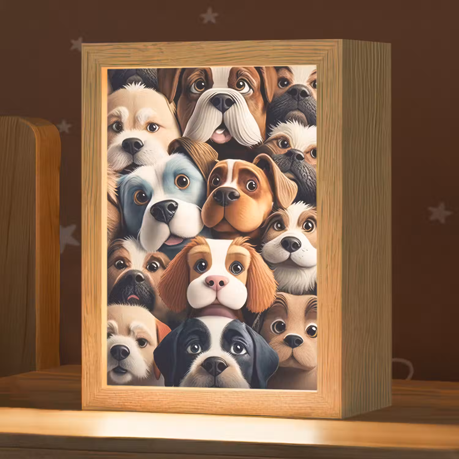 Hond - Patronen - Dieren - Bruin - Meisje - Jongen Light Box met kabel klein -zzz_3d_website