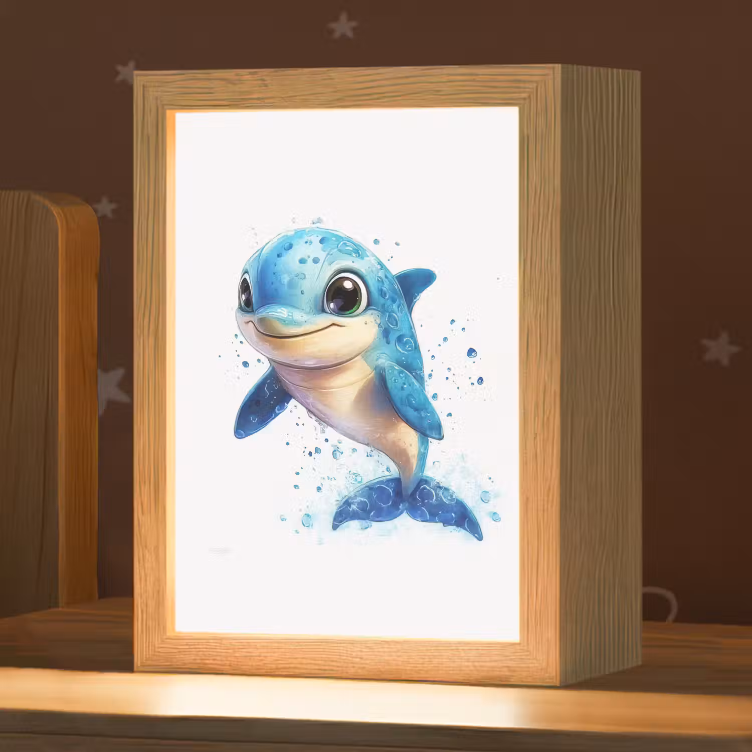 Dolfijn - Blauw - Water - Druppels Light Box met kabel klein -zzz_3d_website