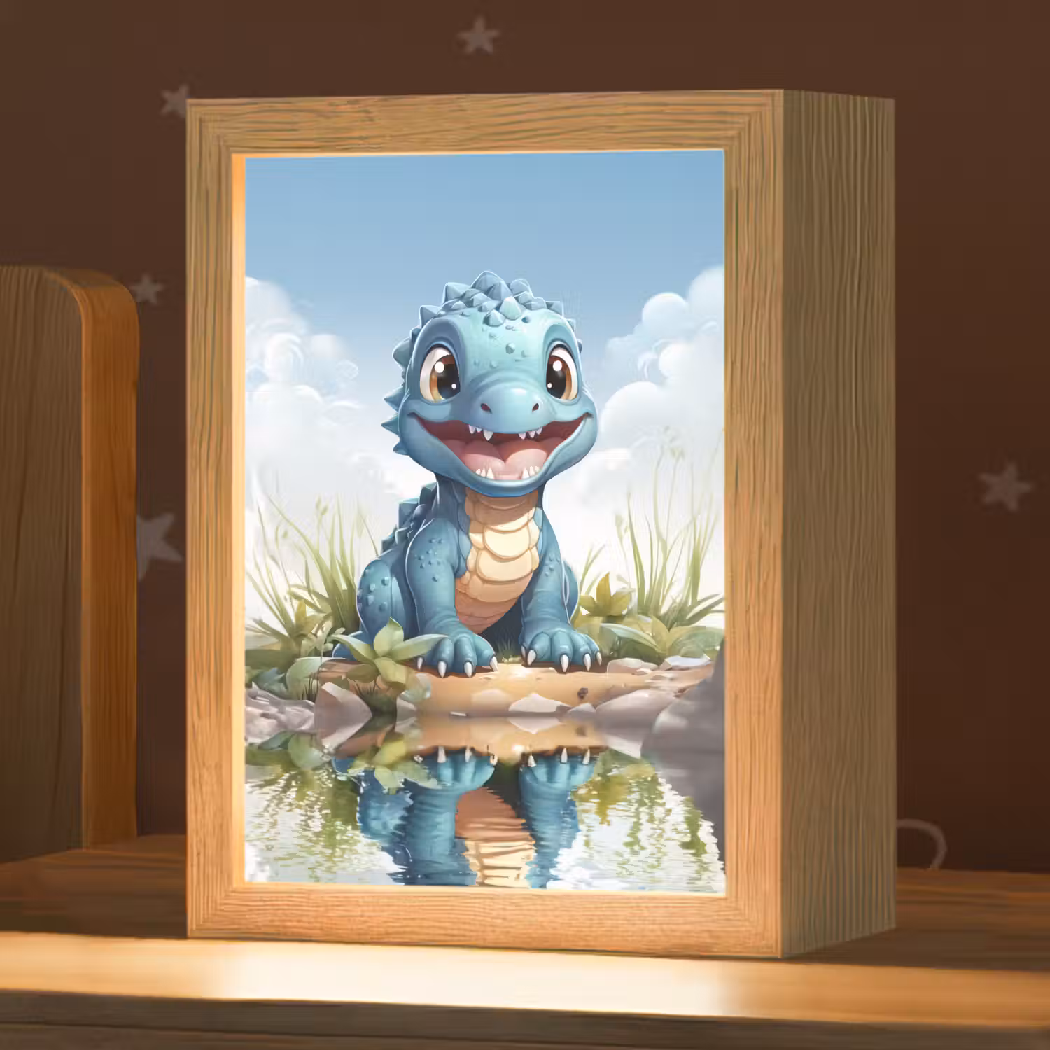 Draak - Blauw - Jongens - Kinderen Light Box met kabel klein -zzz_3d_website