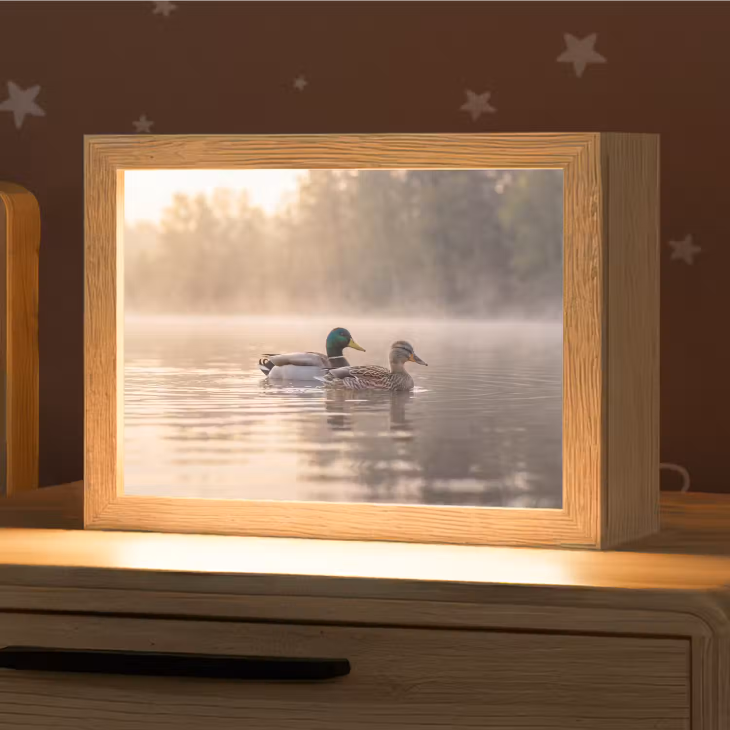Eenden - Water - Mist - Natuur Light Box met kabel (Kinderlampje) klein -zzz_3d_website