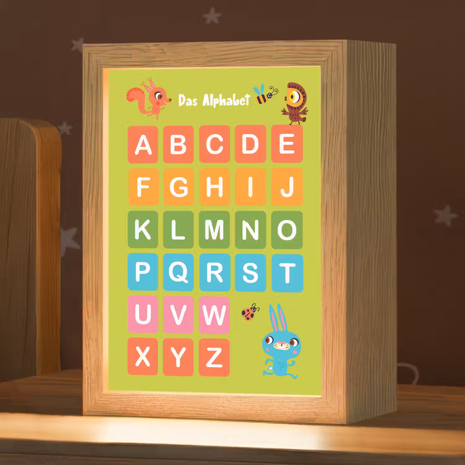Educatief - Alfabet leren - Groen - Bosdieren - Letters Light Box met kabel klein -zzz_3d_website