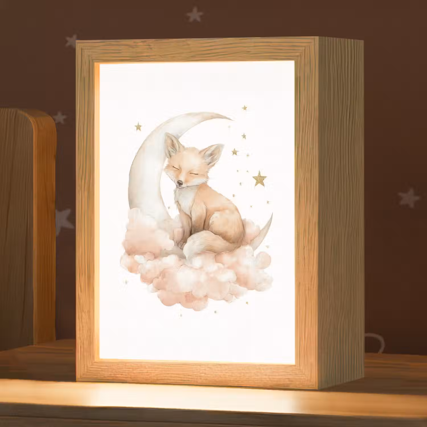 Vos - Wolken - Maan - Sterren Light Box met kabel klein -zzz_3d_website