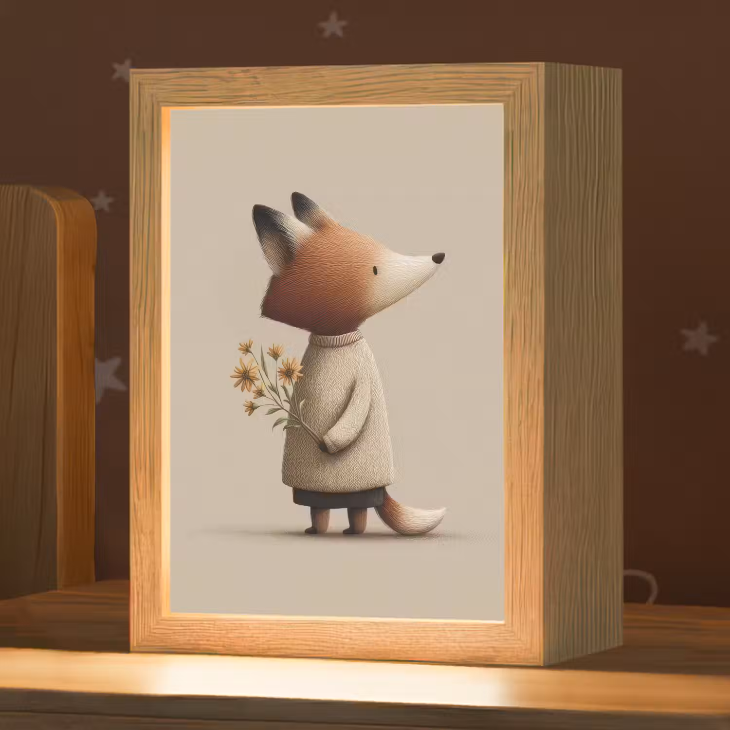 Vos - Gele bloemen - Minimalistisch Light Box met kabel klein -zzz_3d_website