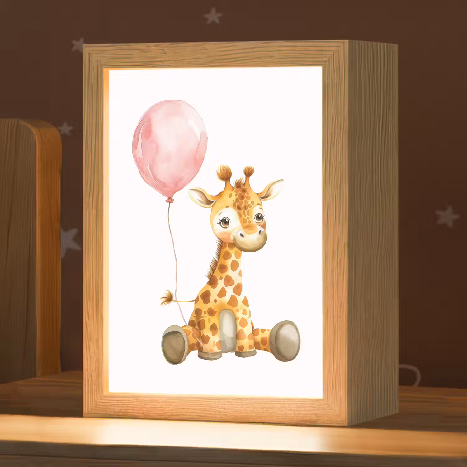 Giraf - Baby - Dieren - Roze ballon Light Box met kabel klein -zzz_3d_website