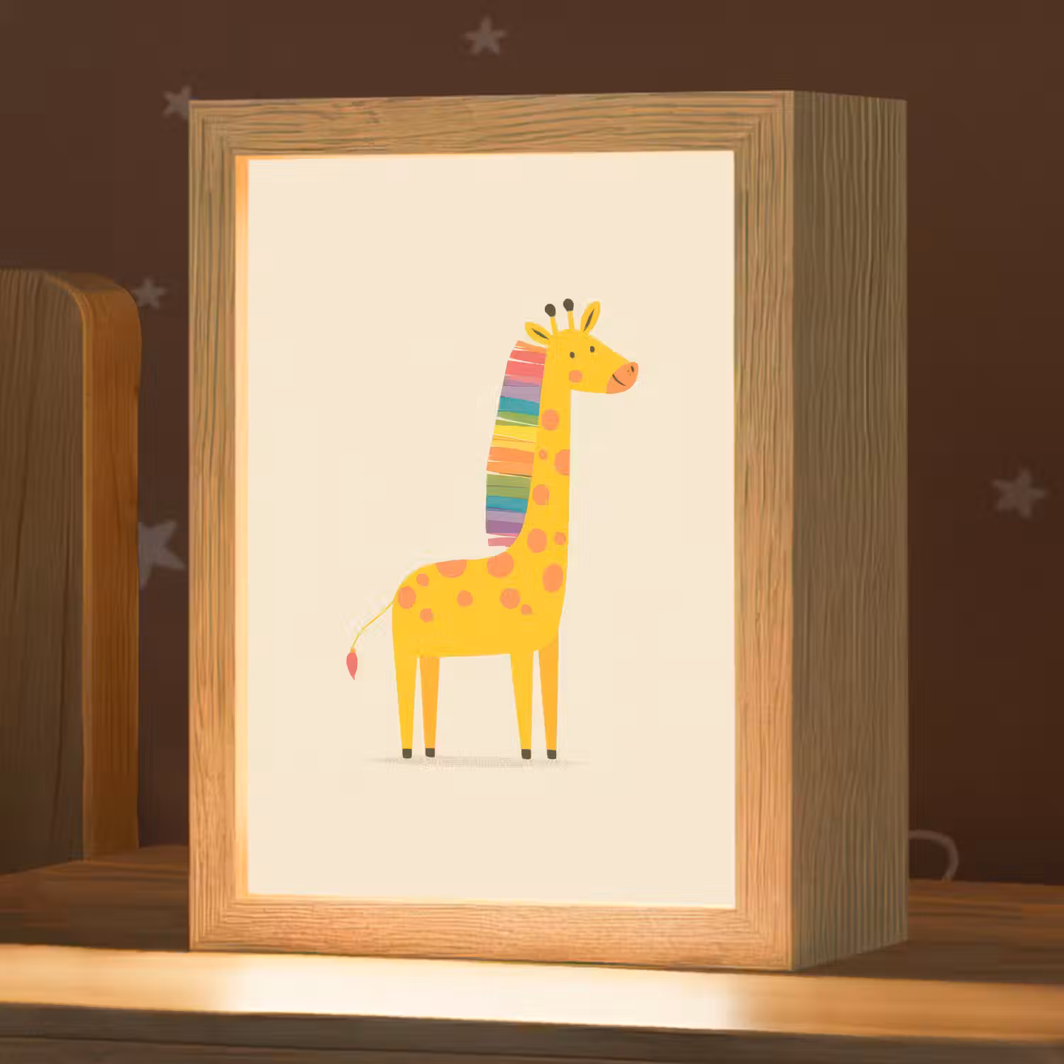Giraffe - Regenboogmanen - Beige Light Box met kabel klein -zzz_3d_website