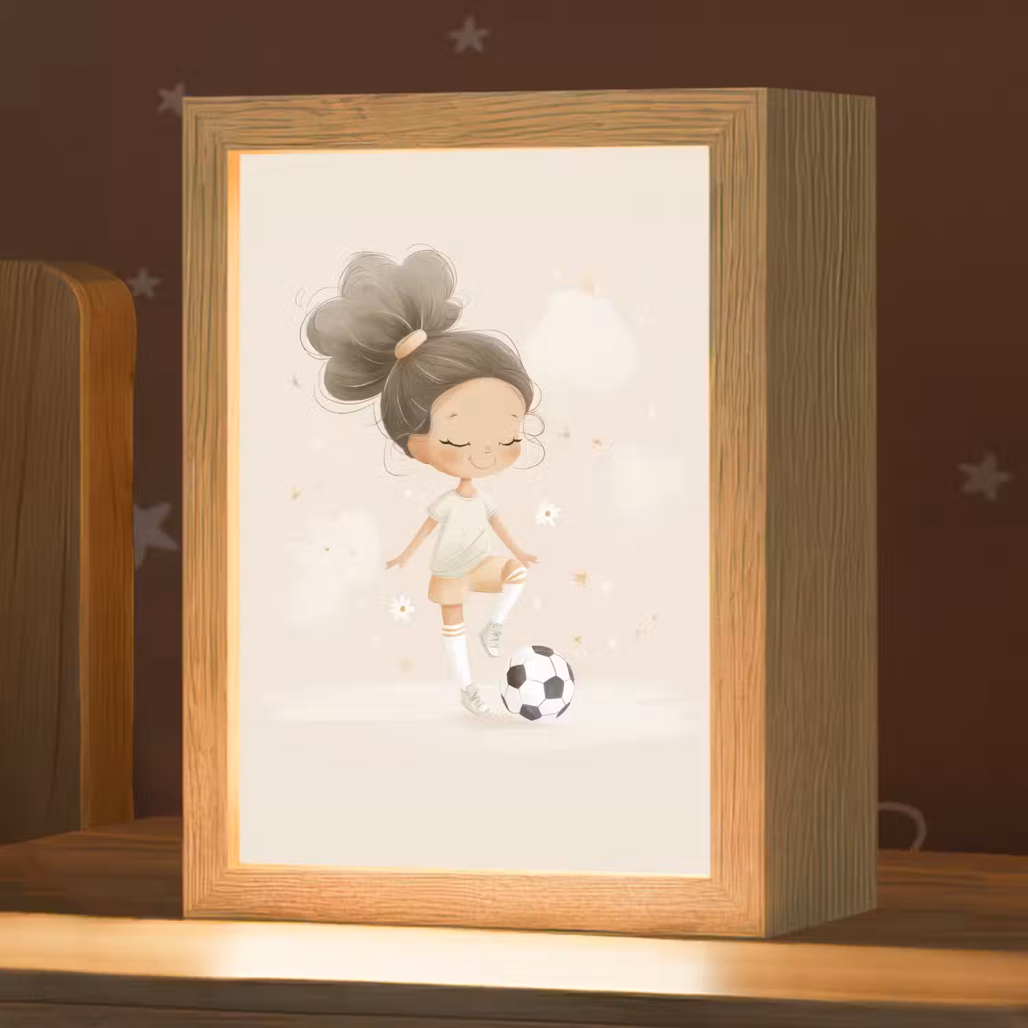 Meisje - Voetbal - Beige Light Box met kabel klein -zzz_3d_website