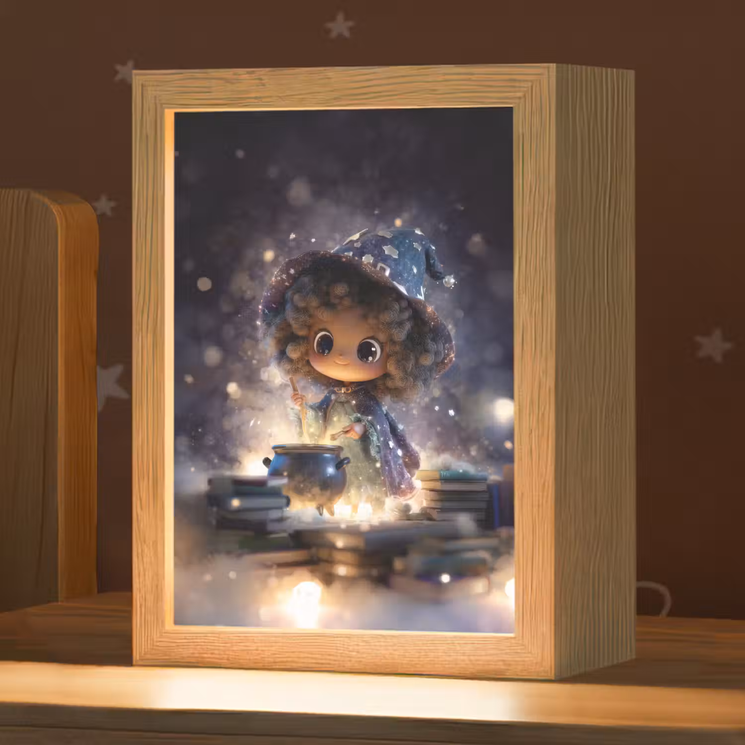 Meisje - Toveren - Sterren - Paars Light Box met kabel klein -zzz_3d_website