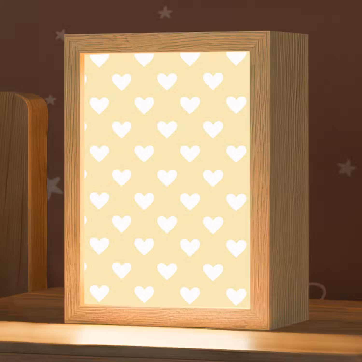 Hartjes - Patroon - Geel Light Box met kabel (Kinderlampje) klein 904 -zzz_3d_website