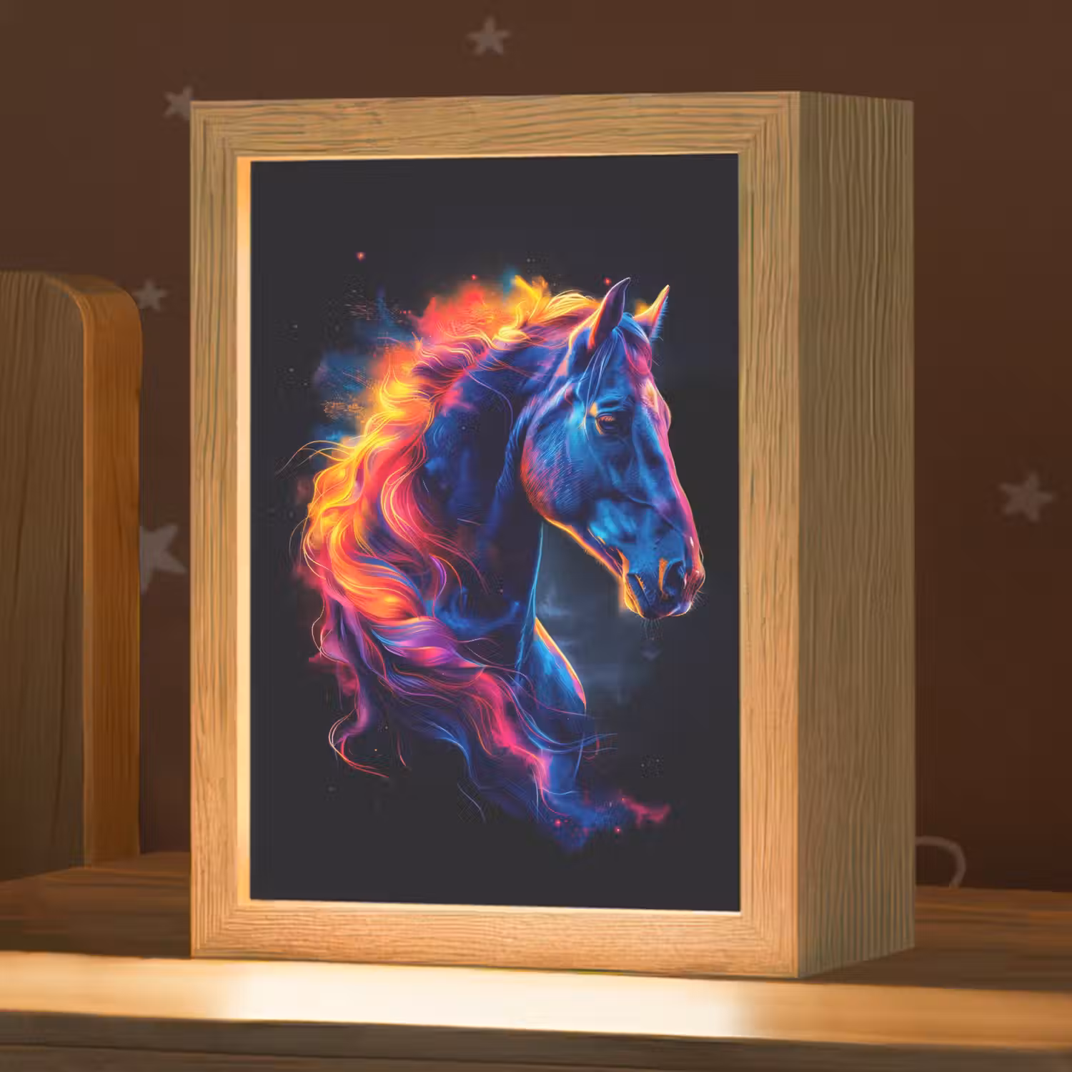 Paard - Dier - Rook - Zwart - Kleuren Light Box met kabel klein -zzz_3d_website