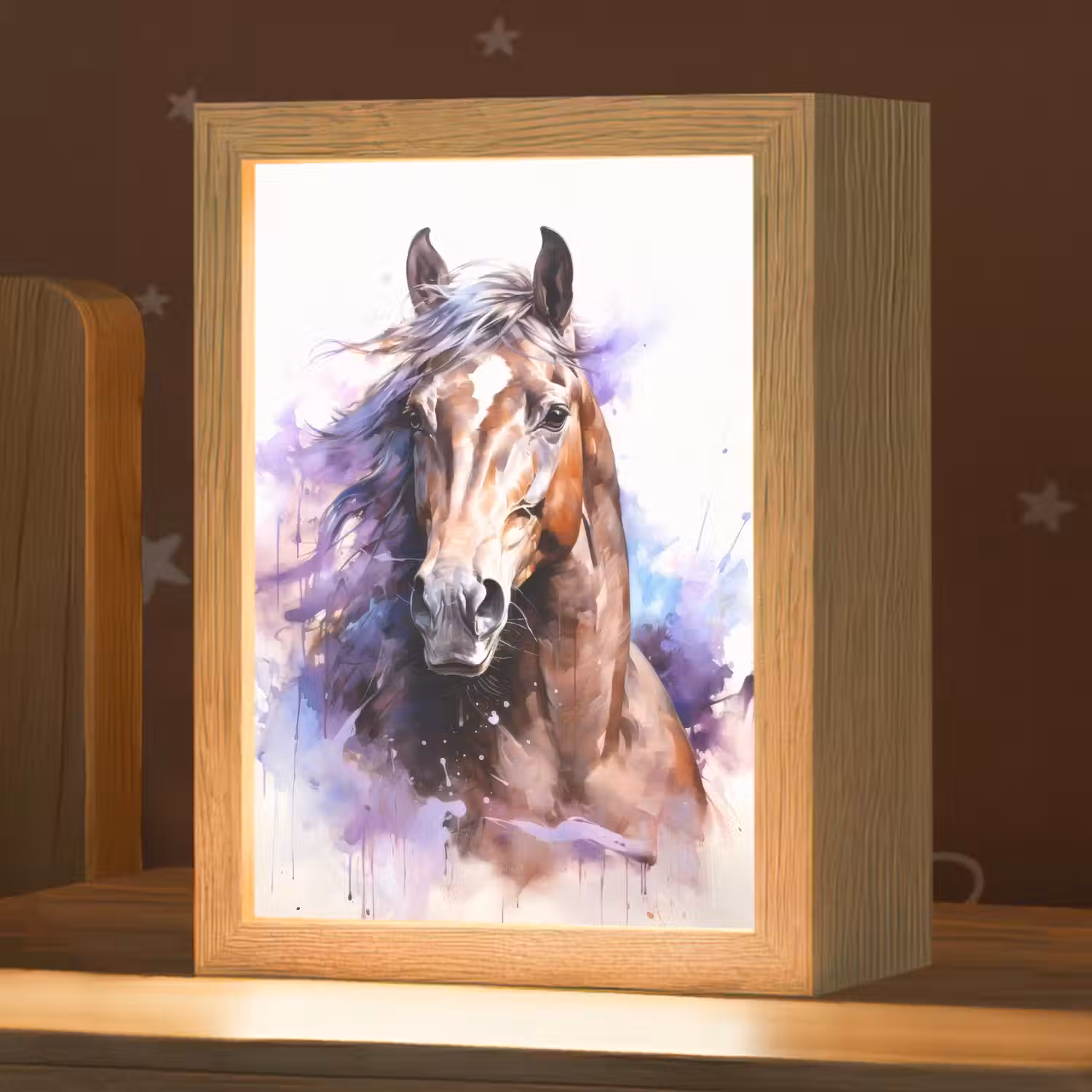 Paard - Dieren - Meisjes - Paars - Bruin Light Box met kabel klein -zzz_3d_website